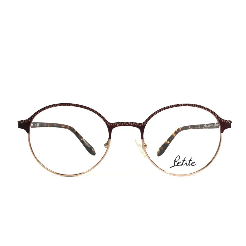 J.F. Rey Petite Eyeglasses Frames PM054 3550 Burgundy Pink Gold Round 46-18-140